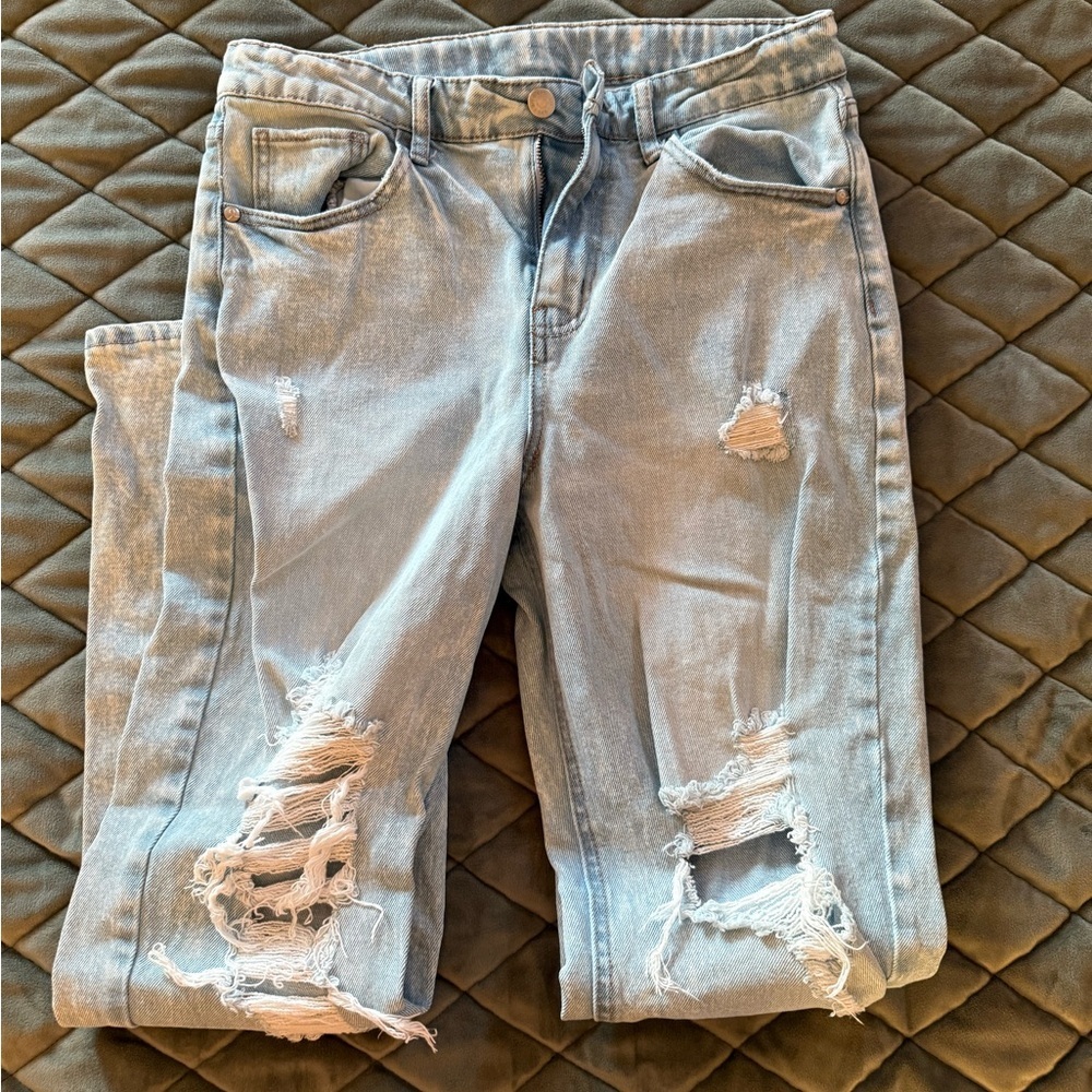 Distressed Light Blue Girls Jeans